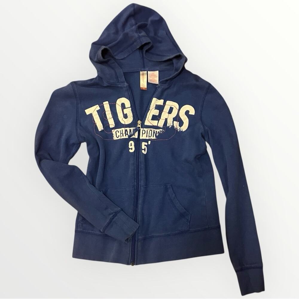 Retro 90s No Boundaries 100% Cotton Navy Blue Zip-Up Hoodie